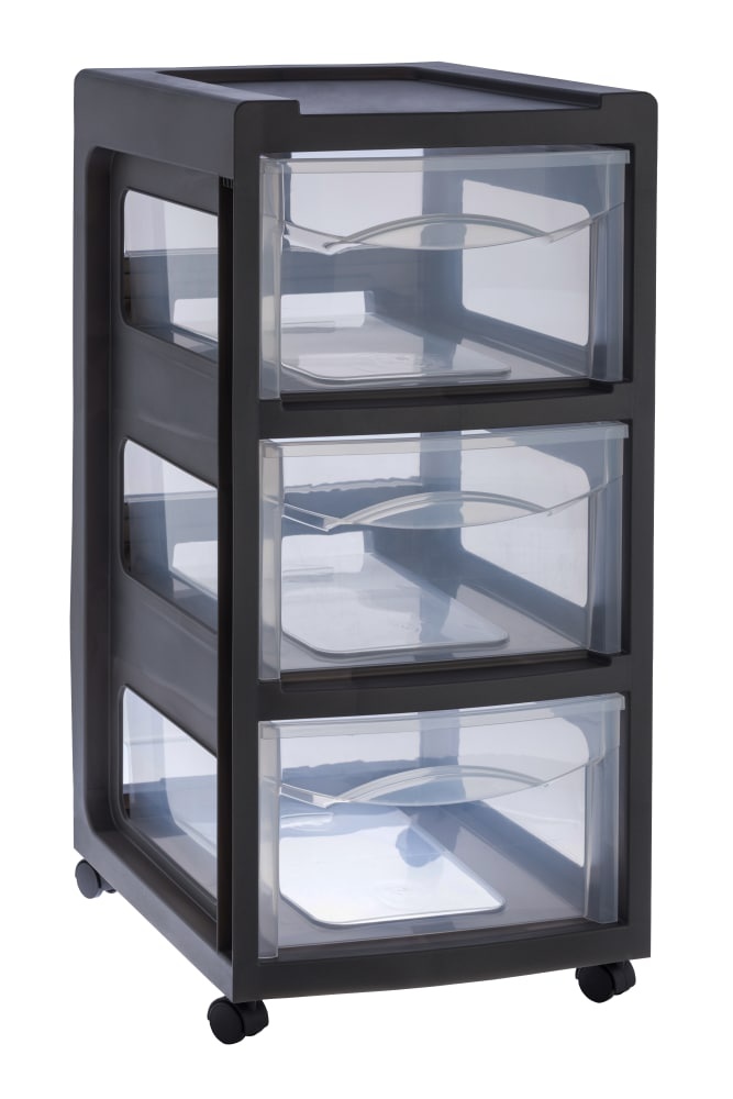 slide 1 of 1, Starplast Medium 3-Drawer Plastic Storage Cart - Black, 1 ct