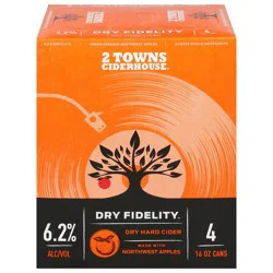 2 Towns Ciderhouse Dry Fidelity Hard Cider - 4 x 16 oz Cans