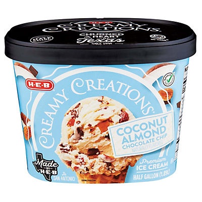 slide 1 of 1, H-E-B Select Ingredients&nbsp;Creamy Creations Coconut Chocolate Chip&nbsp;Ice Cream&nbsp;, 1/2 gal