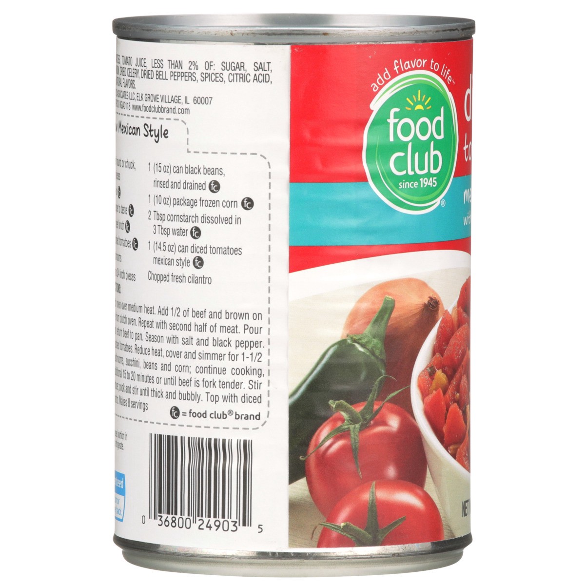 slide 6 of 9, Food Club Tomatoes Can Diced Mexican, 14.5 oz