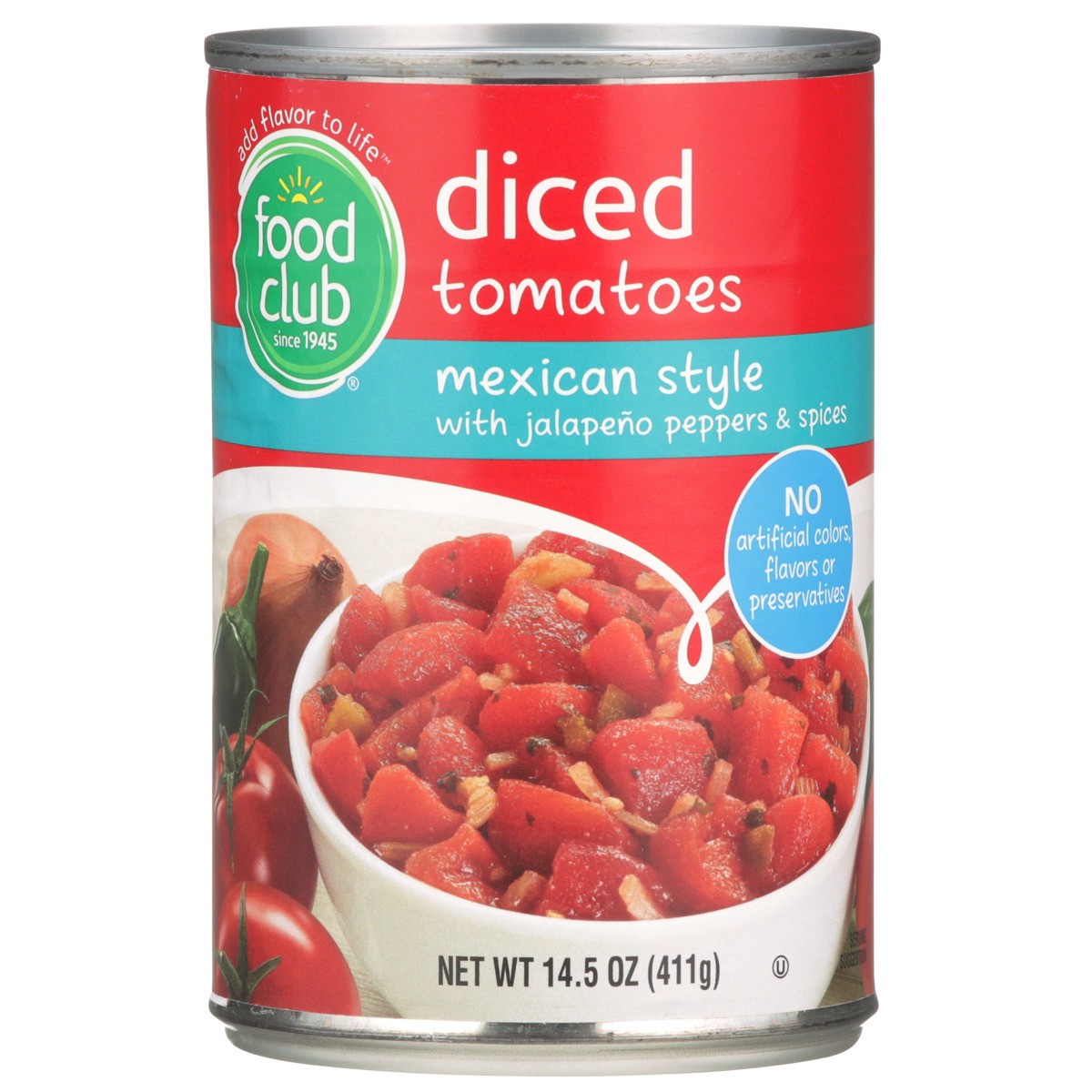 slide 8 of 9, Food Club Tomatoes Can Diced Mexican, 14.5 oz