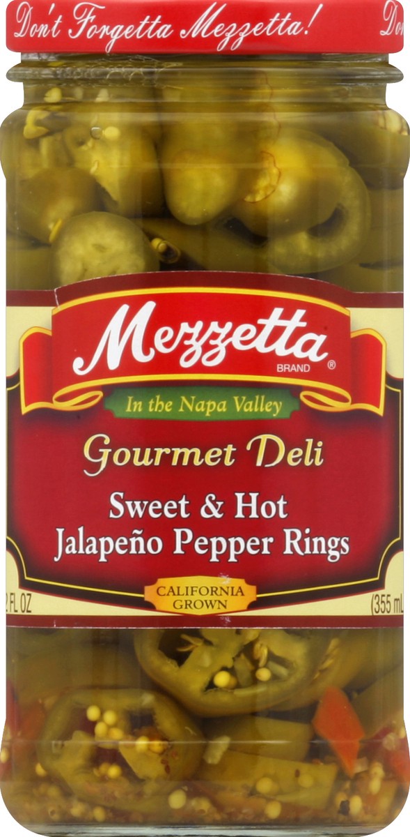 slide 2 of 2, Mezzetta Gourmet Deli Sweet Hot Jalapeno Pepper Rings, 12 fl oz