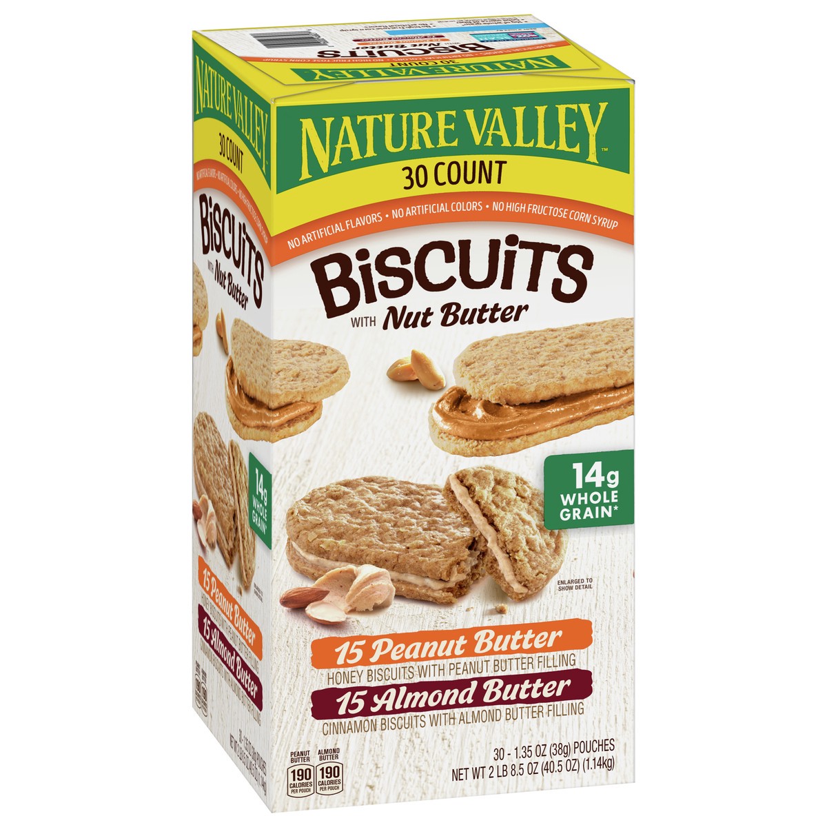 slide 4 of 9, Nature Valley Biscuit Variety Pack, Peanut Butter & Almond Butter, 30 ct, 30 ct