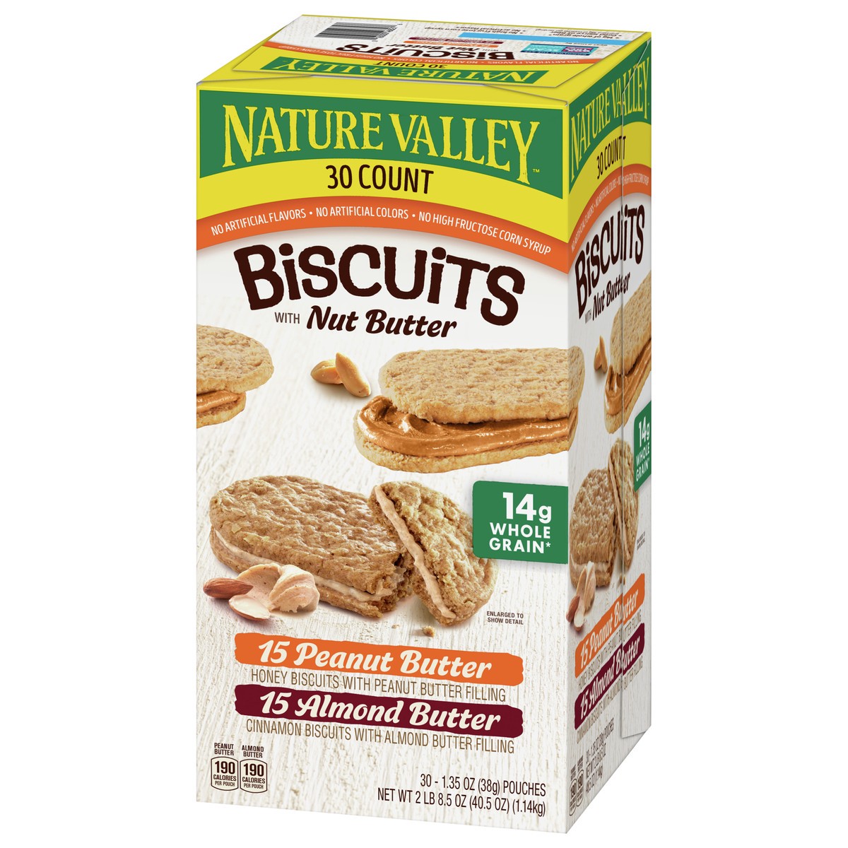 slide 9 of 9, Nature Valley Biscuit Variety Pack, Peanut Butter & Almond Butter, 30 ct, 30 ct