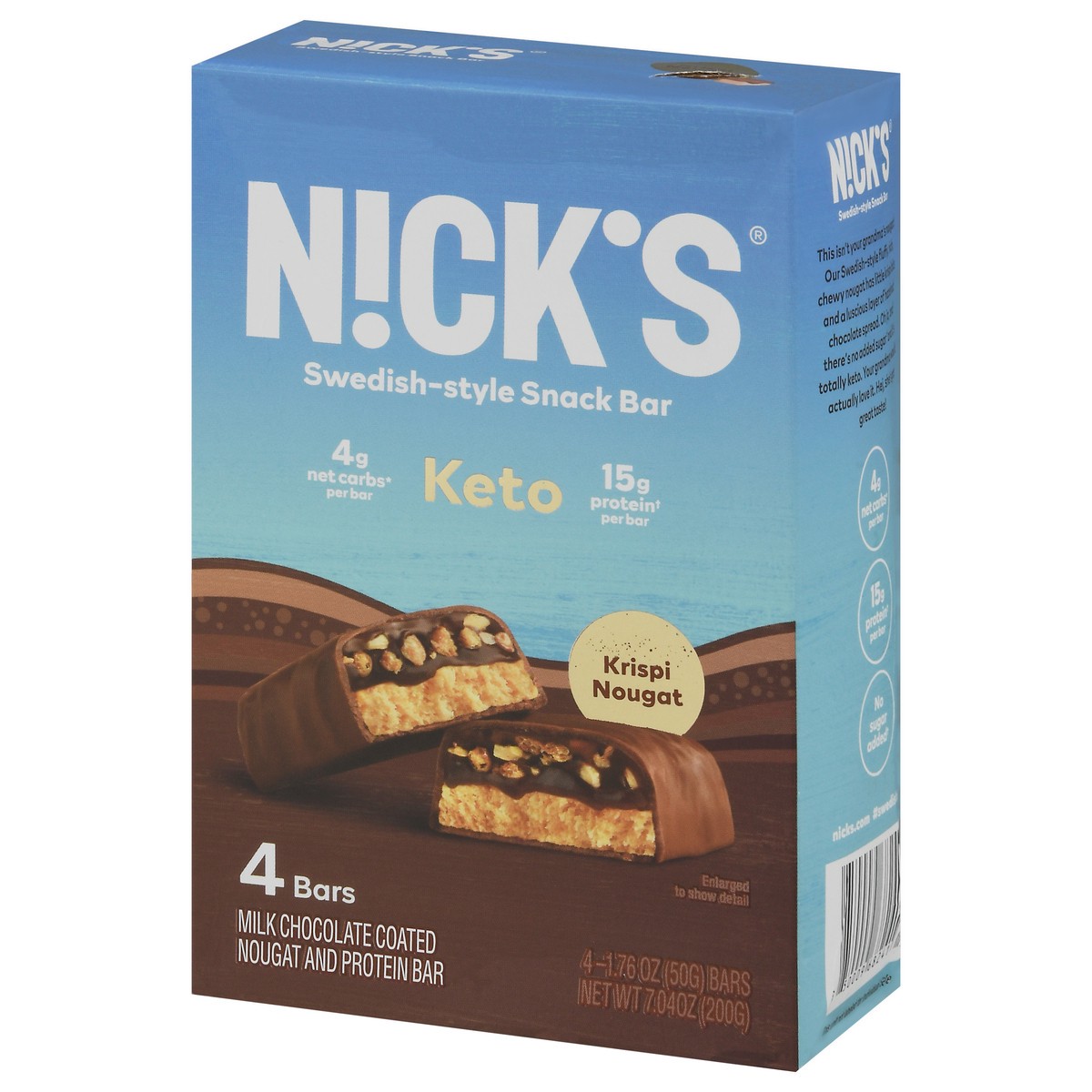 slide 9 of 9, N!cks N!Ck's Keto Snack Bar Krispi Nougat, 4 Ct, 7.04 Oz, 74 oz