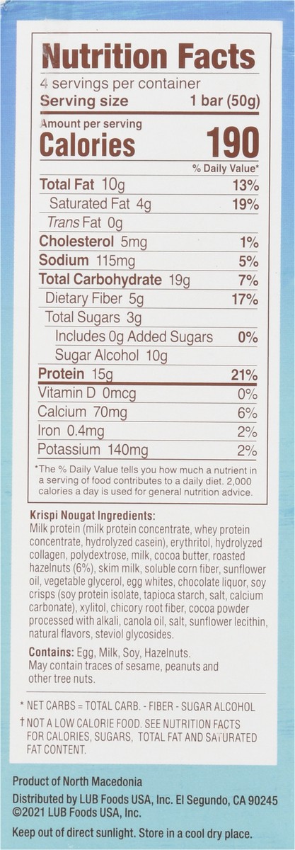 slide 3 of 9, N!cks N!Ck's Keto Snack Bar Krispi Nougat, 4 Ct, 7.04 Oz, 74 oz