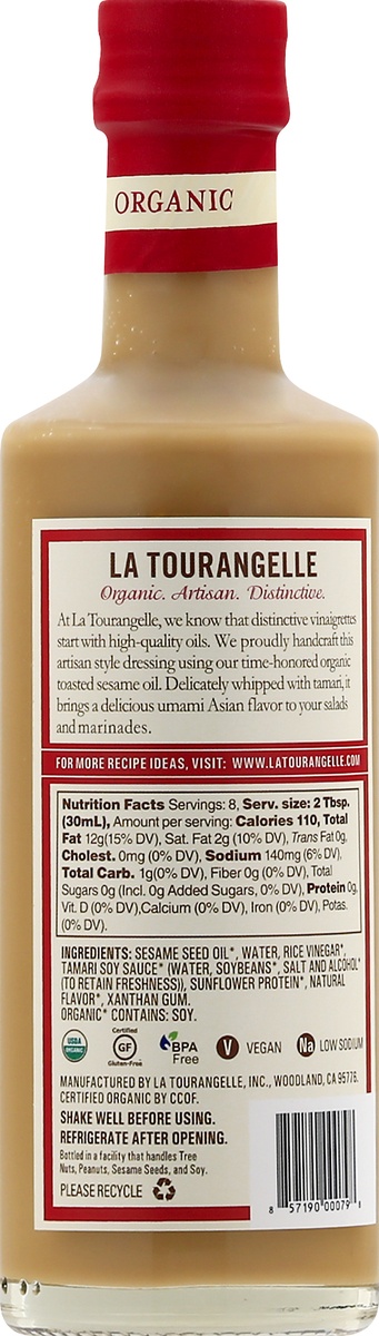 slide 4 of 9, La Tourangelle Sesame Tamari Vinaigrette, 8.45 oz