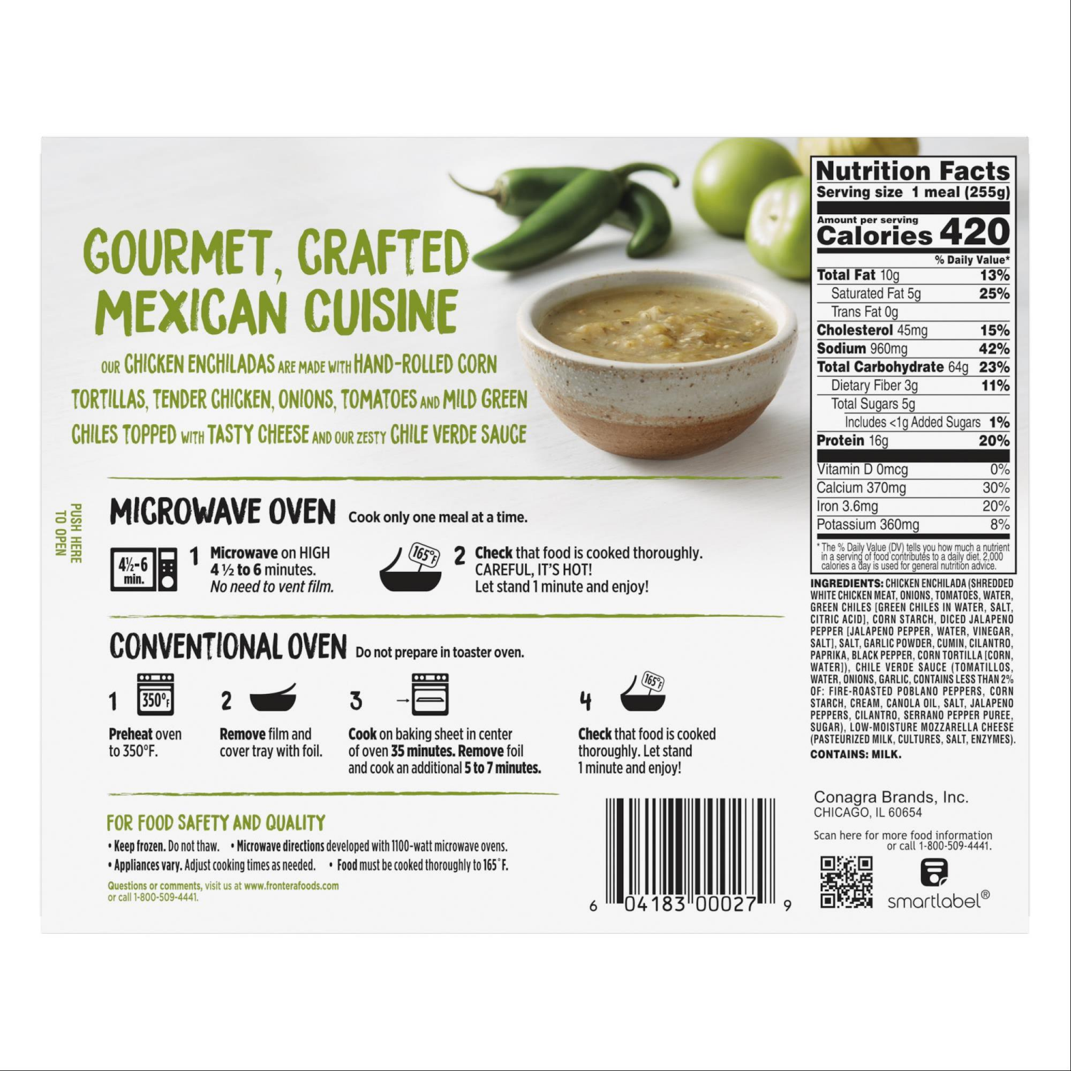 slide 2 of 4, Frontera Chicken Enchiladas With Chili Verde Sauce, Frozen Meal, 9 oz., 2 ct