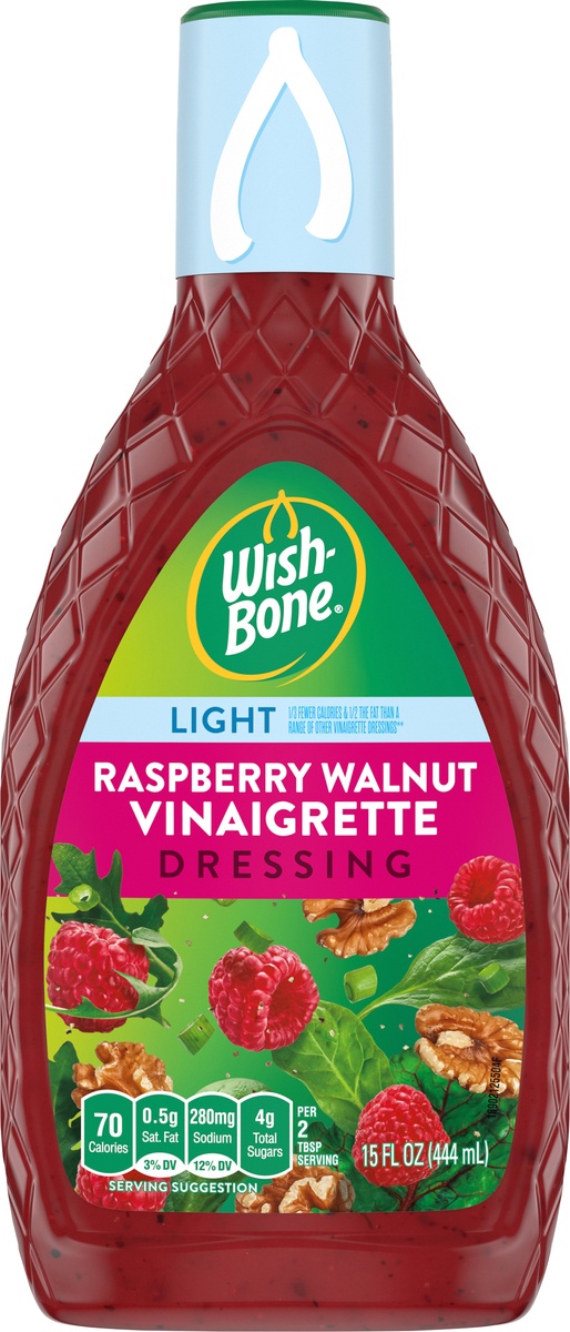 slide 7 of 9, Wish-Bone Dressing, Light Raspberry Walnut Vinaigrette, 15 fl oz