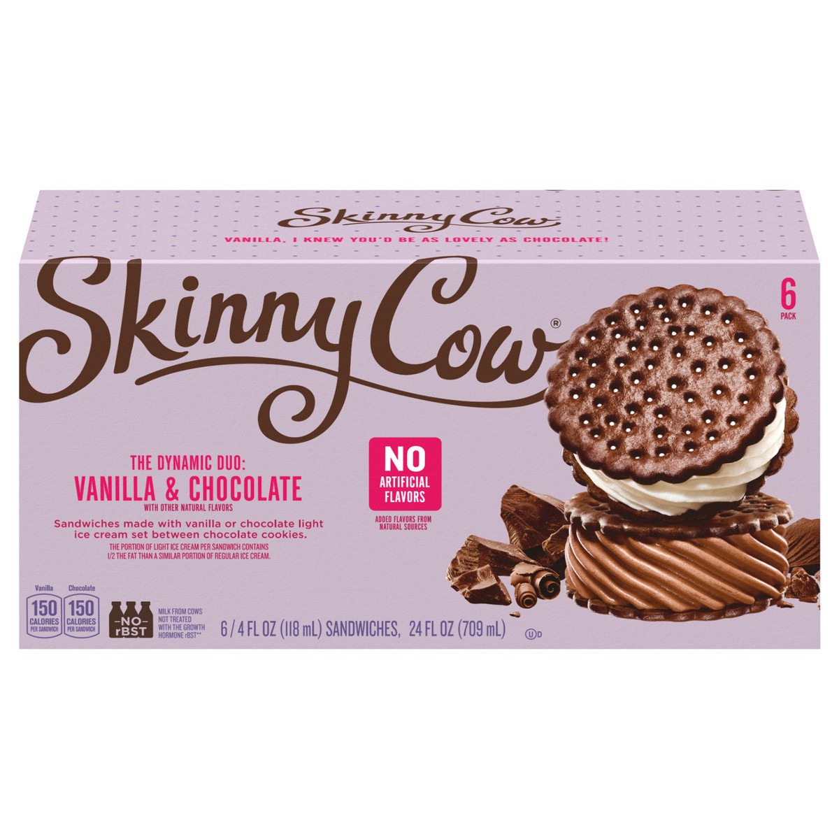 slide 1 of 9, Skinny Cow Vanilla & Chocolate Sandwiches 6 - 4 fl oz ea, 6 ct