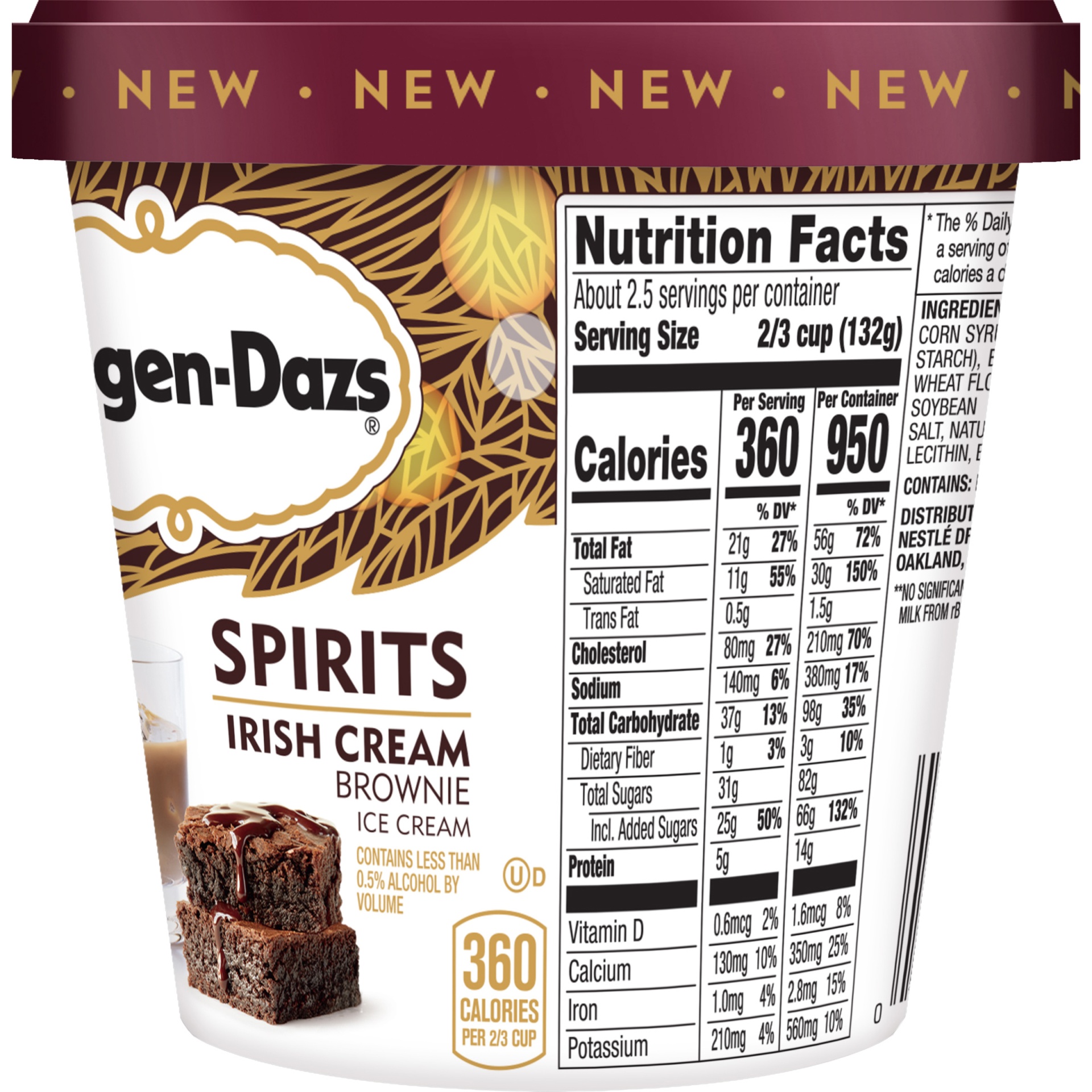 slide 3 of 6, Häagen-Dazs Irish Brown Brownie Ice Cream, 14 fl oz