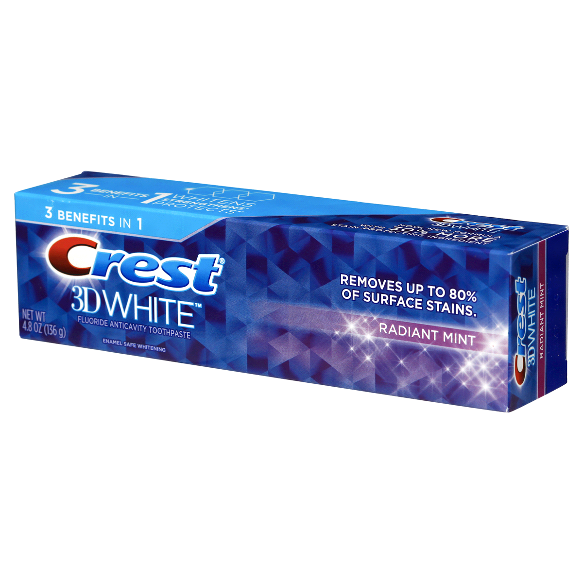 slide 6 of 7, Crest 3d White Radiant Mint Whitening Toothpaste, 4.8 oz