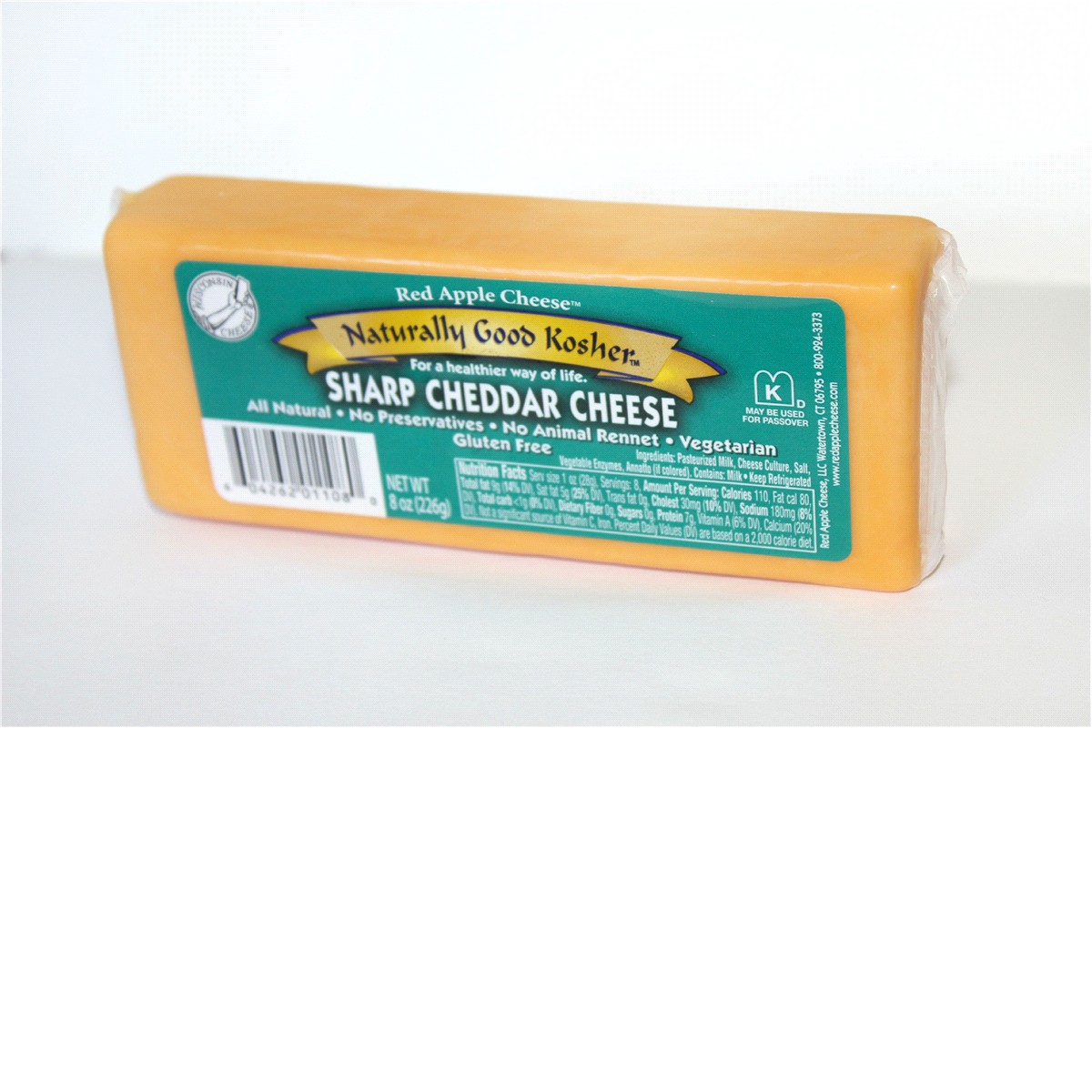 slide 2 of 5, Naturally Good Kosher Cheese Sharp Cheddar Cheese, 8 oz, 8 oz