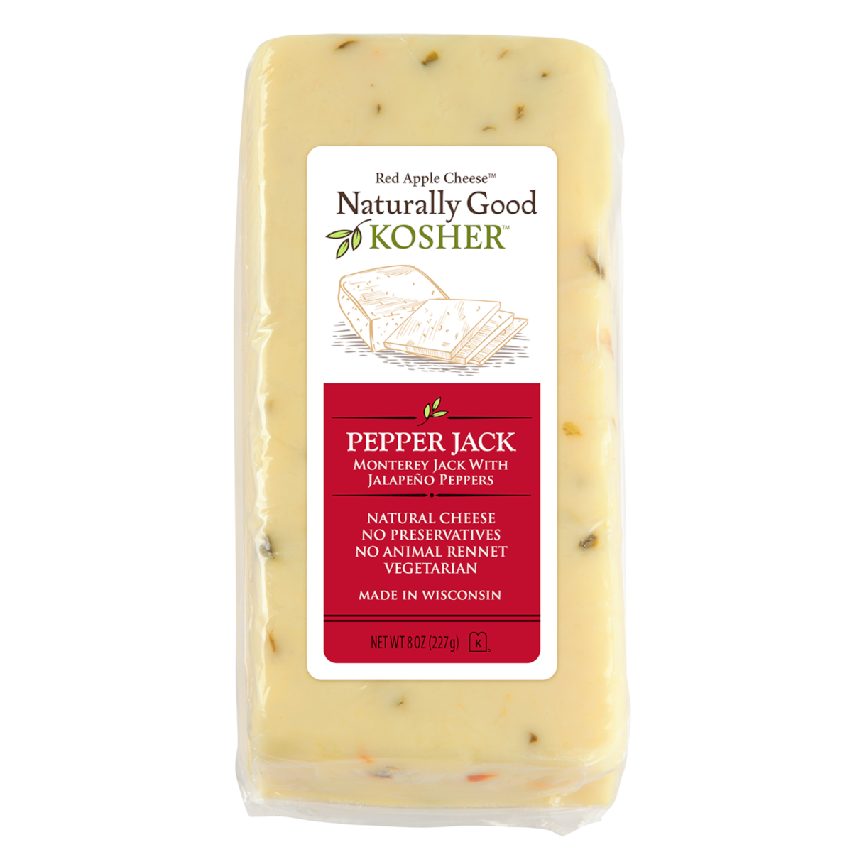 slide 1 of 5, Naturally Good Kosher Pepper Jack Cheese, 8 oz, 8 oz