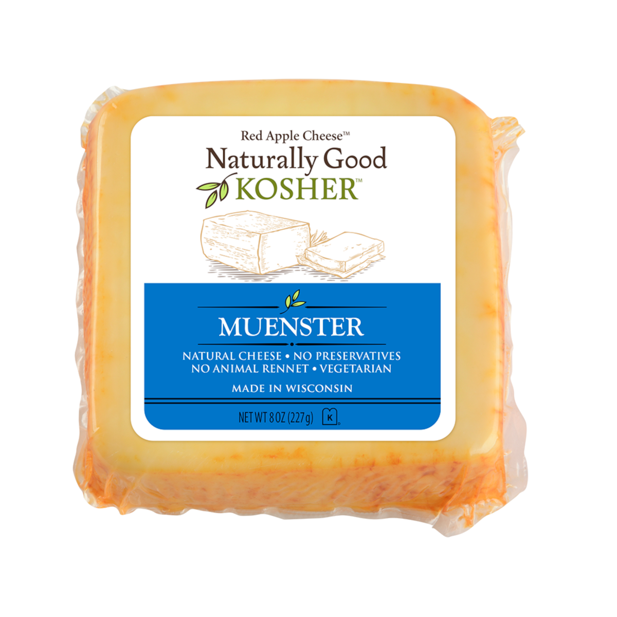 slide 1 of 5, Red Apple Naturally Good Kosher Muenster Cheese, 8 oz, 8 oz