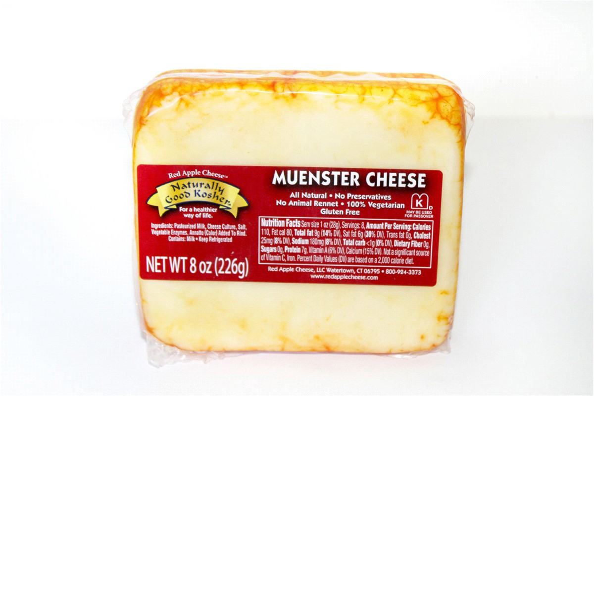 slide 1 of 5, Red Apple Naturally Good Kosher Muenster Cheese, 8 oz, 8 oz