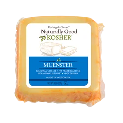 Red Apple Cheese Naturally Good Kosher Muenster Cheese 8 oz