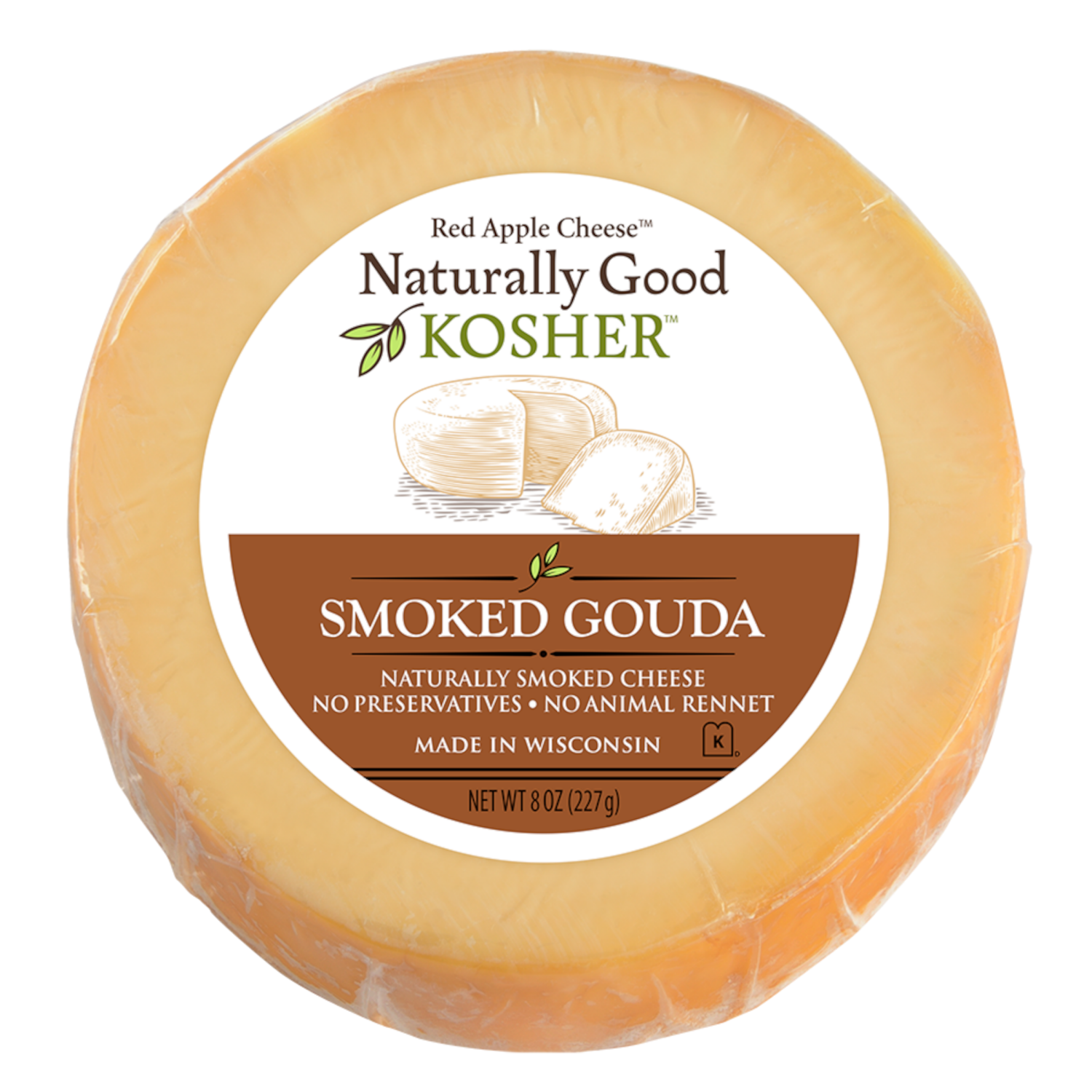 slide 1 of 1, Red Apple Naturally Good Kosher Smoked Gouda Cheese - 8 oz, 8 oz