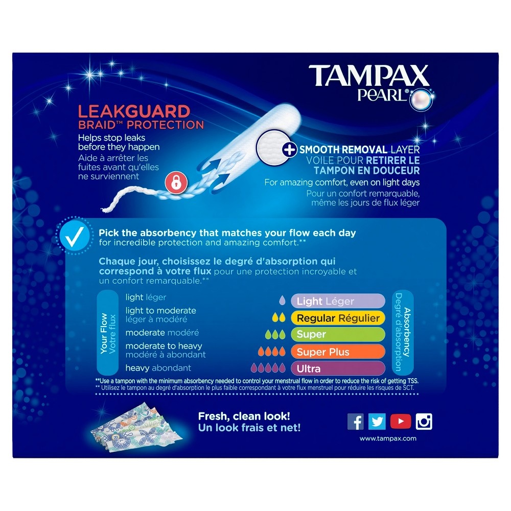 slide 2 of 6, Tampax Pearl Plastic Triple Pack Includes Light Regular And Super Unscented Tampons, 50 ct