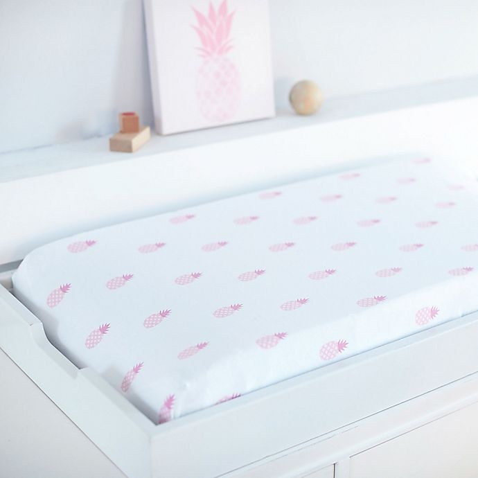 slide 3 of 4, Hello Spud Organic Cotton Pineapple Changing Pad Cover - Pink, 1 ct