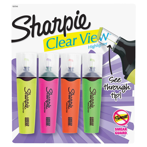 slide 1 of 1, Sharpie Clear View Highlighter, Chisel Tip, Assorted, 1 ct