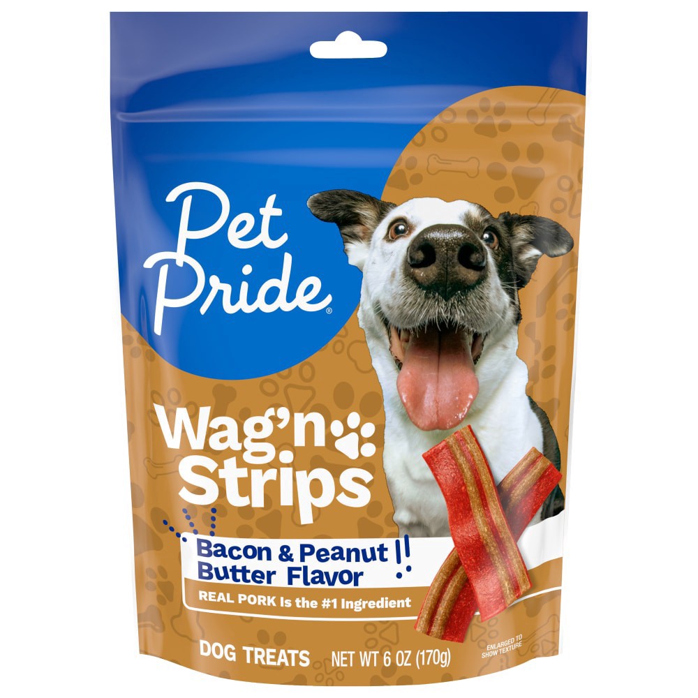 slide 2 of 2, Pet Pride Bacon & Peanut Butter Wag'N Strips Dog Treats, 6 oz