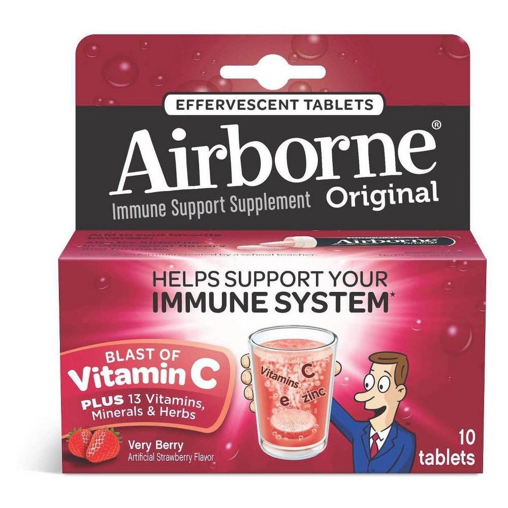 slide 2 of 2, Airborne Immune Support Effervescent Tablets with Vitamin C & Zinc - Very Berry - 10ct, 