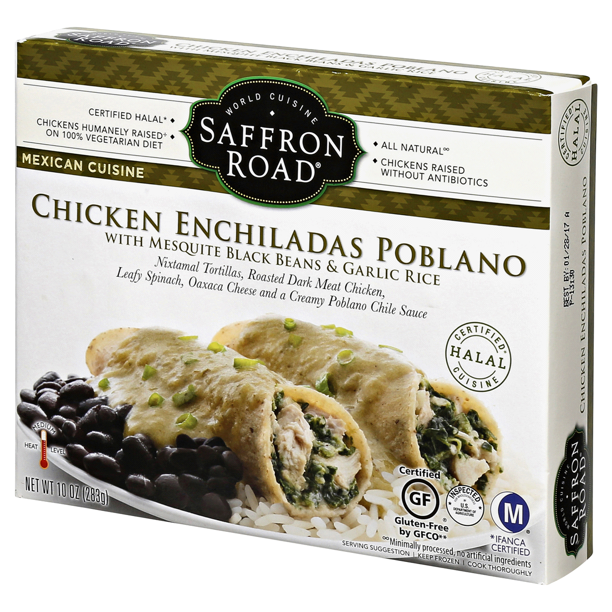 slide 2 of 6, Saffron Road Frozen Chicken Enchiladas Poblano, 10 oz