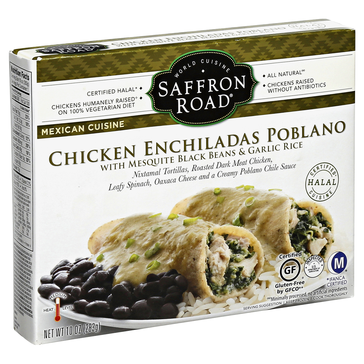 slide 4 of 6, Saffron Road Frozen Chicken Enchiladas Poblano, 10 oz