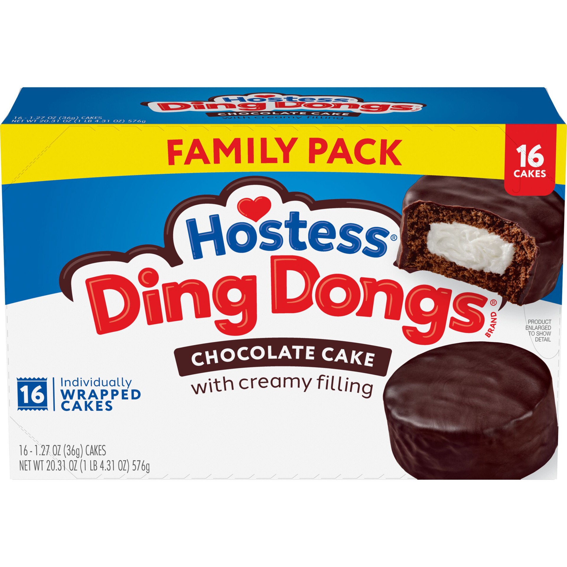 slide 1 of 24, Hostess Ding Dongs Snack Cakes, Chocolate Flavor, 20.31 Oz. Box (16 Count), 16 ct