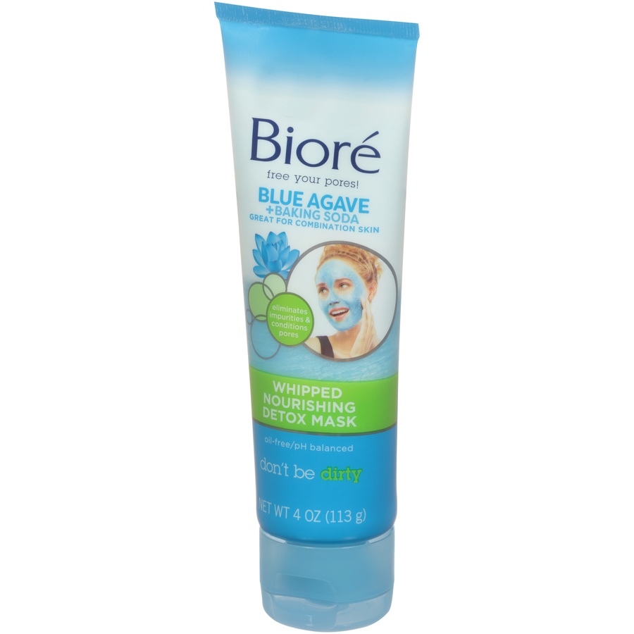 slide 3 of 7, Biore Blue Agave Baking Soda Whipped Nourishing Detox Mask, 4 oz