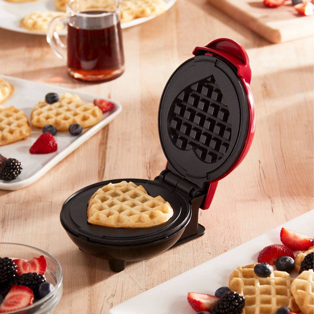 slide 2 of 5, Dash Heart Mini Waffle Maker Red, 1 ct