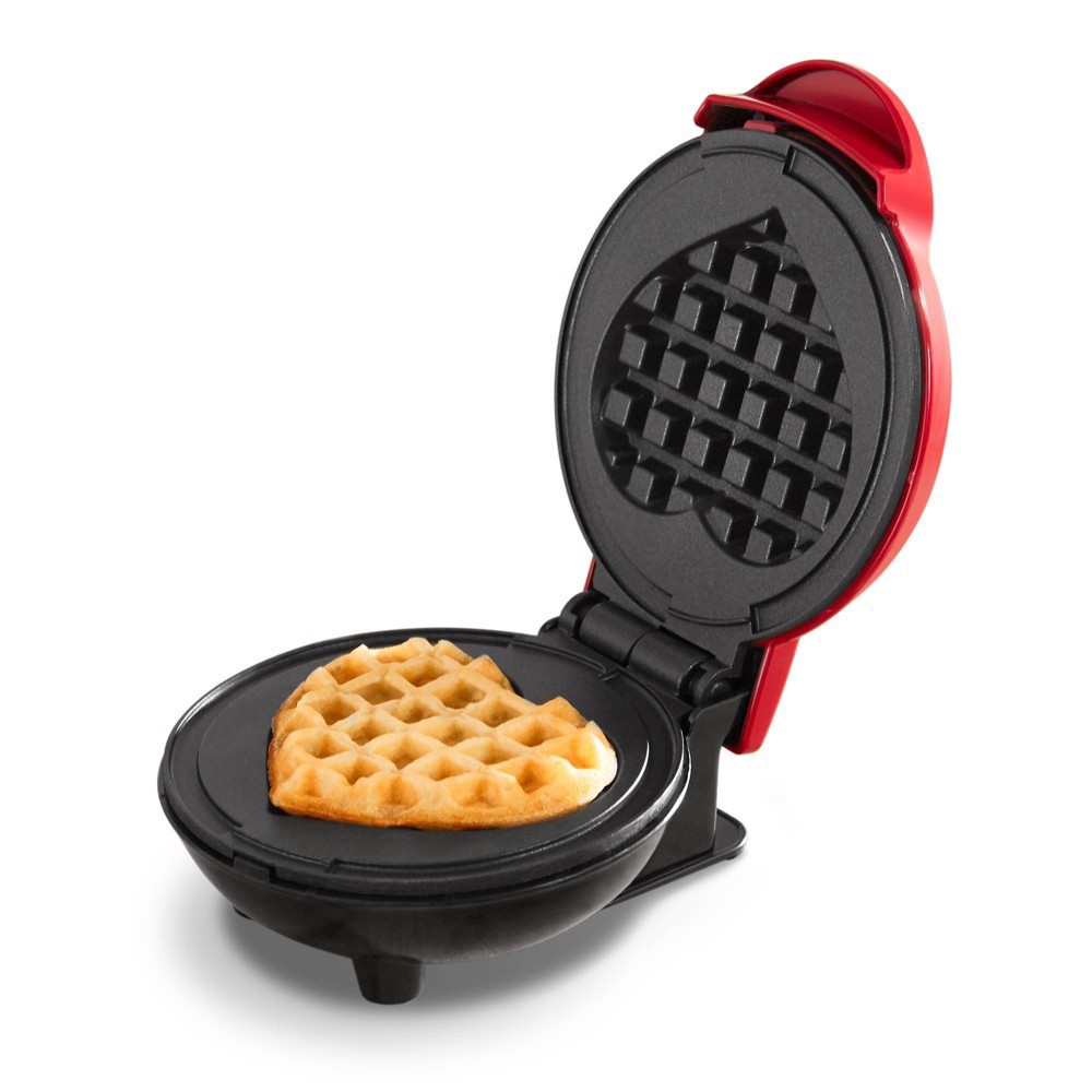 slide 4 of 5, Dash Heart Mini Waffle Maker Red, 1 ct