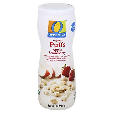 slide 1 of 1, O Organics Organic Puffs Apple Strawberry, 1.48 oz