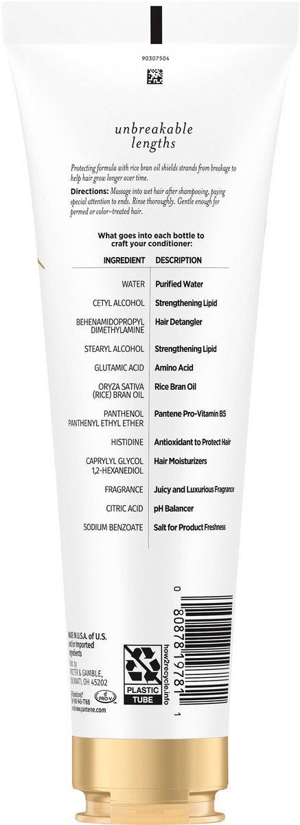 slide 2 of 3, Pantene Pro V Pantene Sulfate Free Conditioner, Anti Breakage for Medium or Long Hair with Rice Bran Oil, Safe for Color Treated Hair, Nutrient Blends, 8.0 oz, 8 oz