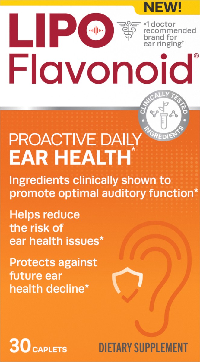 slide 3 of 7, Lipo Flavonoid Caplets Proactive Daily Ear Health 30 Caplets, 30 ct