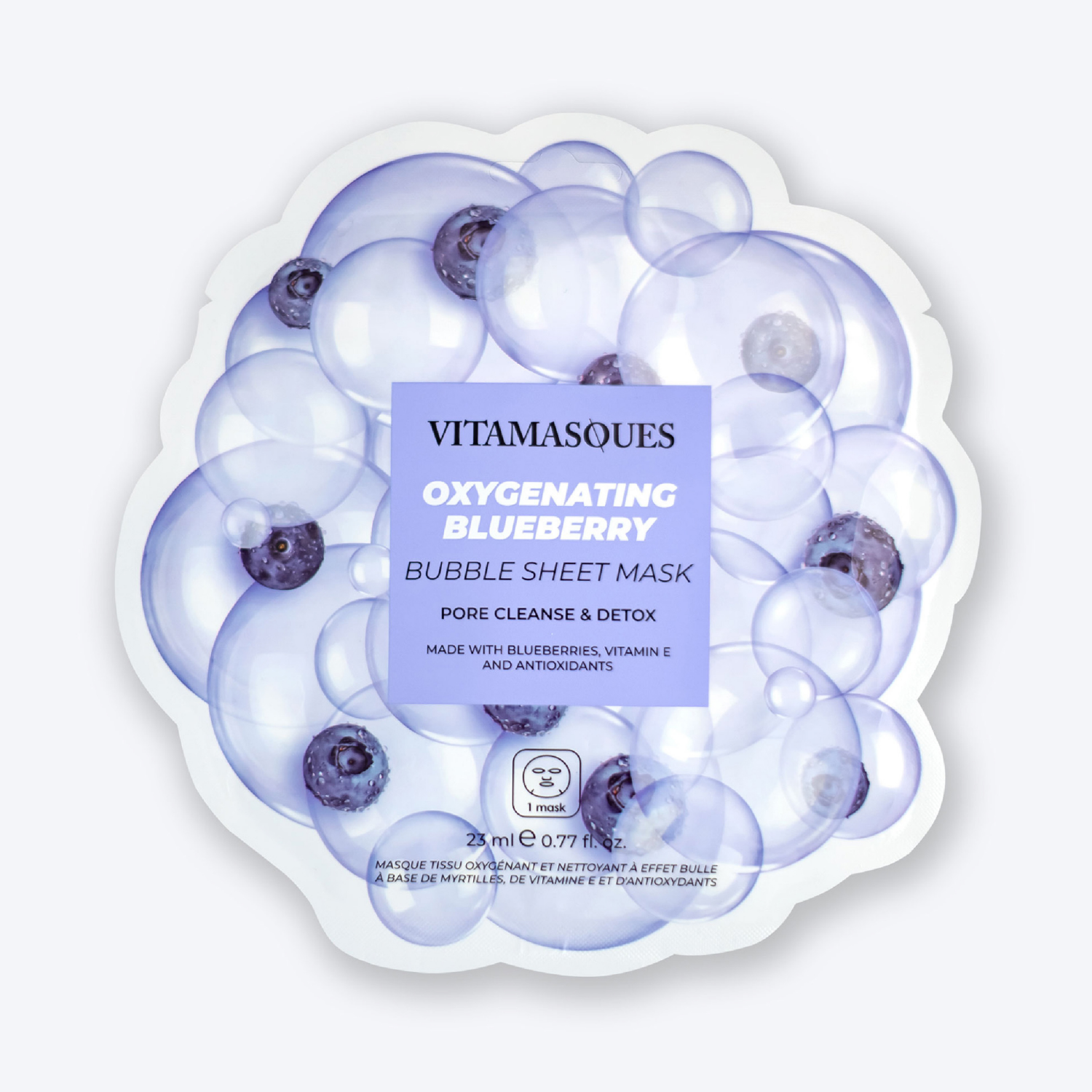 slide 1 of 1, Vitamasques Blueberry Bubble Sheet Mask, 1 ct