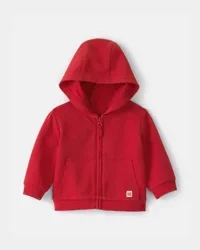 Baby Boy French Terry Zip-Up Hoodie - Red, 12M