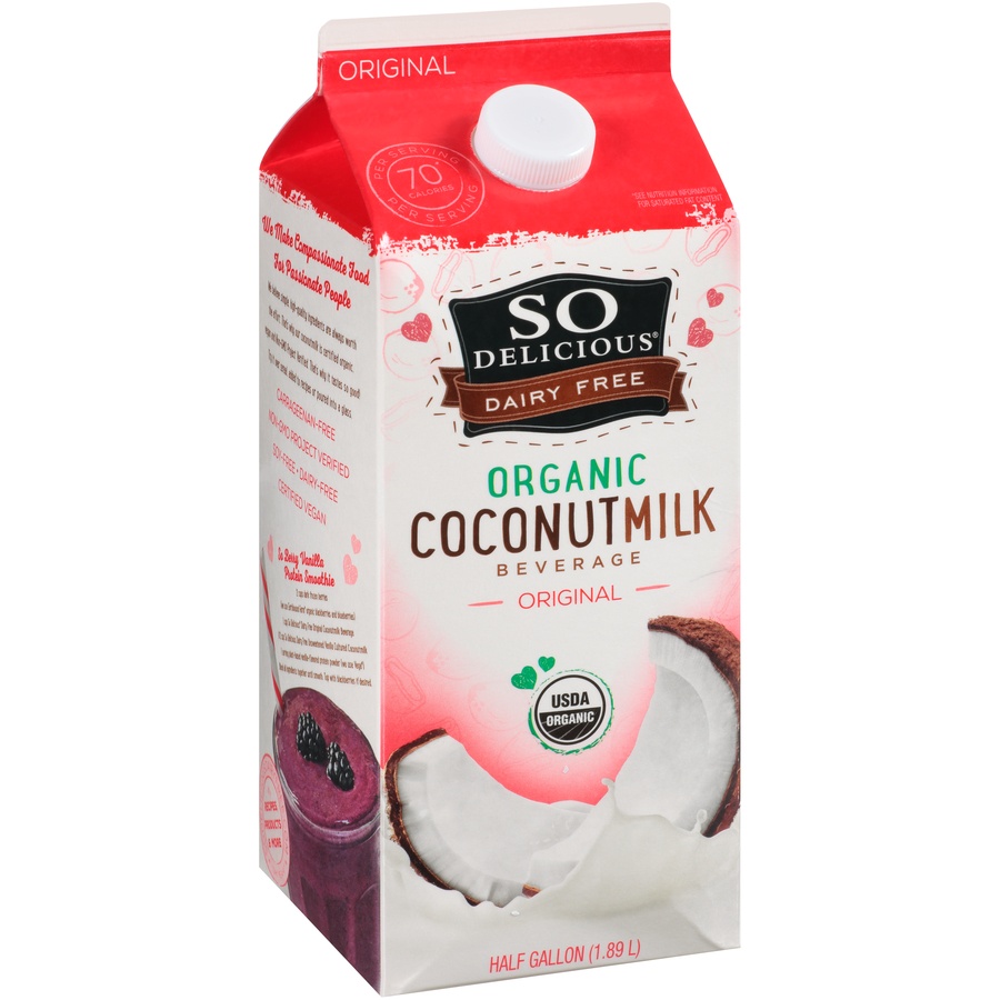 slide 7 of 8, So Delicious Dairy Free Coconut Milk, Original, Vegan, Non-GMO Project Verified, Half Gallon, 64 fl oz