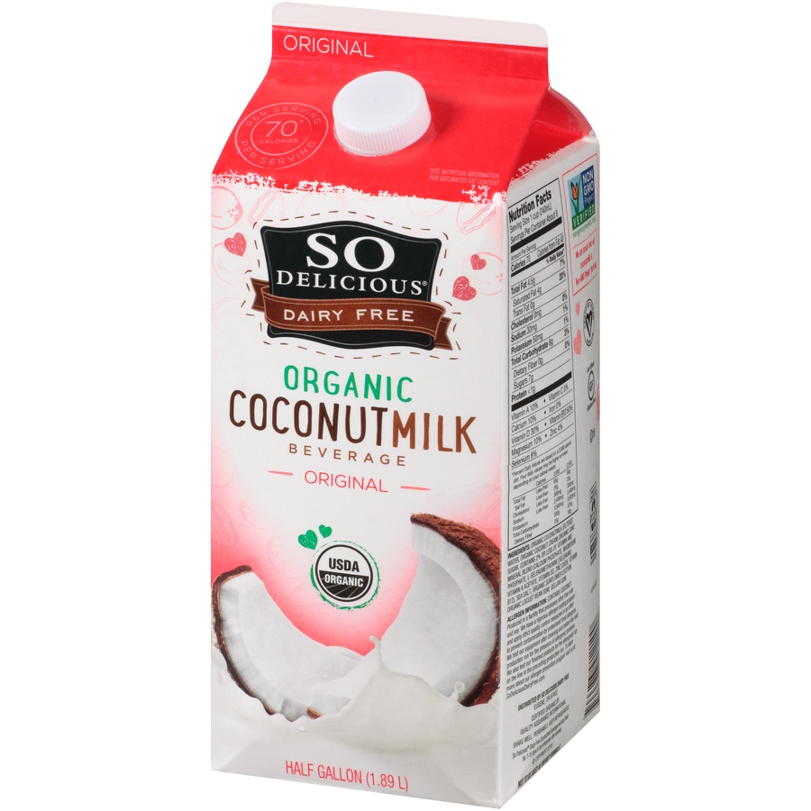 slide 8 of 8, So Delicious Dairy Free Coconut Milk, Original, Vegan, Non-GMO Project Verified, Half Gallon, 64 fl oz