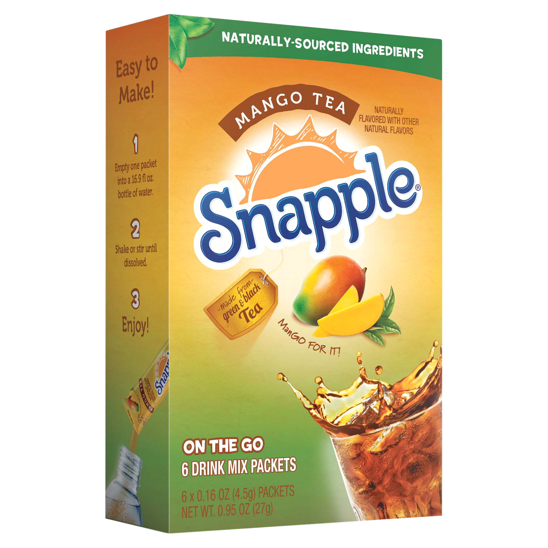 slide 1 of 1, Snapple Mango Tea Singles, 6 ct