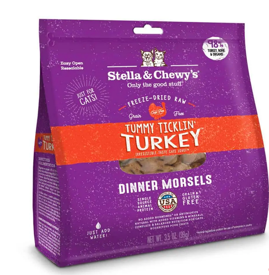 slide 1 of 1, Stella & Chewy's Freeze-Dried Raw Dinner Morsels Protein Rich Tummy Ticklin' Turkey Recipe Dry Cat Food, 18 oz, 18 oz