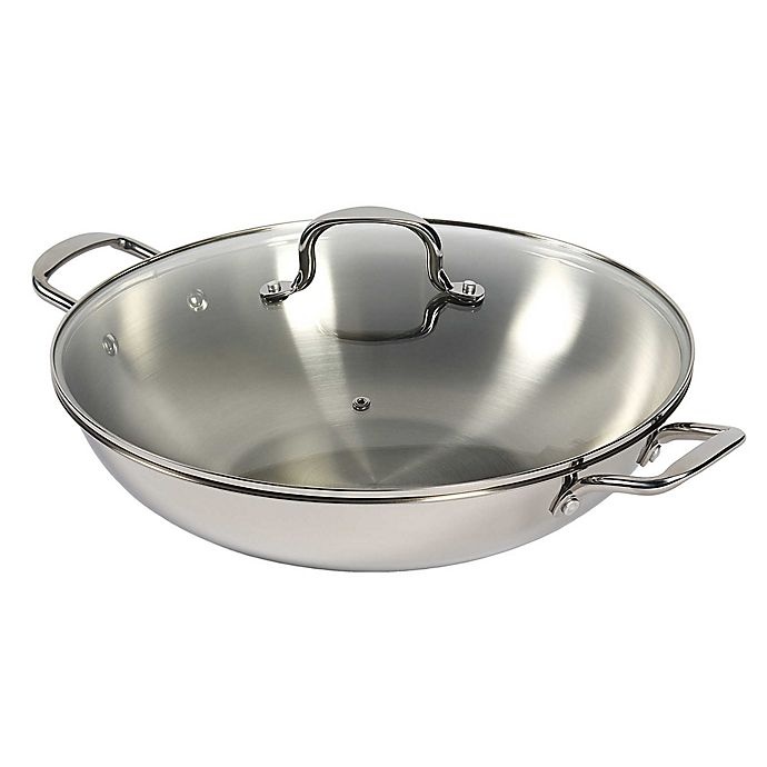 slide 1 of 1, SALT Stainless Steel Covered Wok, 14 in