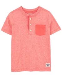 Oshkosh Baby Heathered Pocket Henley Coral 24M