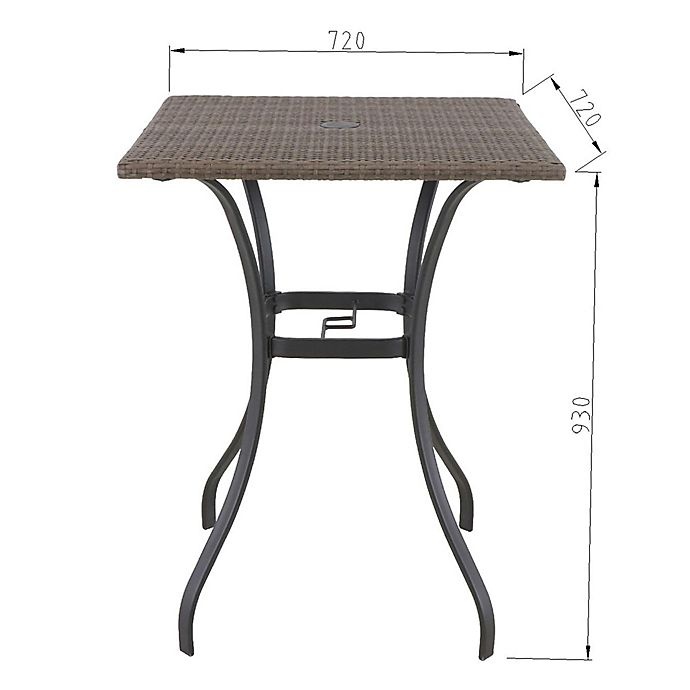 slide 3 of 3, Destination Summer Barrington Wicker High Patio Dining Table - Brown with Umbrella Hole, 1 ct