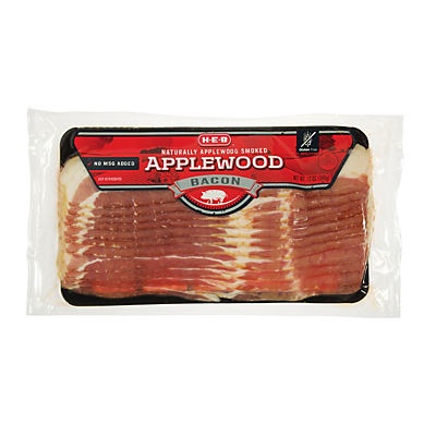 slide 1 of 1, H-E-B Applewood Smoked Bacon, 12 oz
