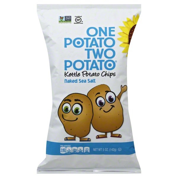 slide 1 of 1, One Potato Two Potato Kettle Potato Chips - Naked Sea Salt, 5 oz