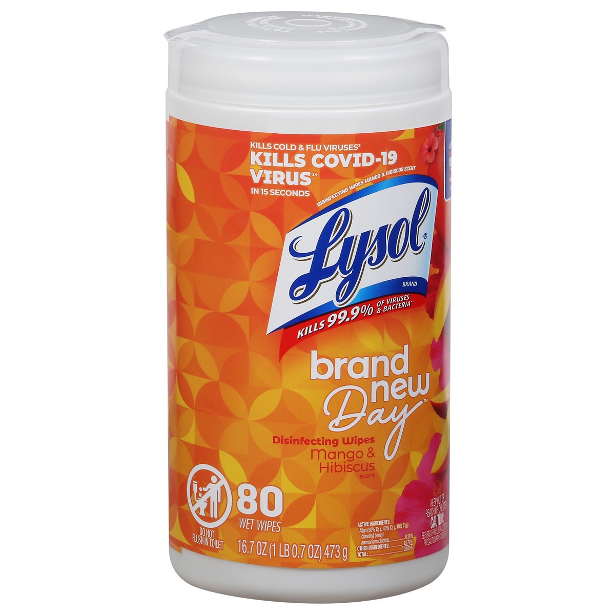 slide 5 of 9, Lysol Brand New Day Mango & Hibiscus Scent Disinfecting Wipes 80 ea, 80 ct