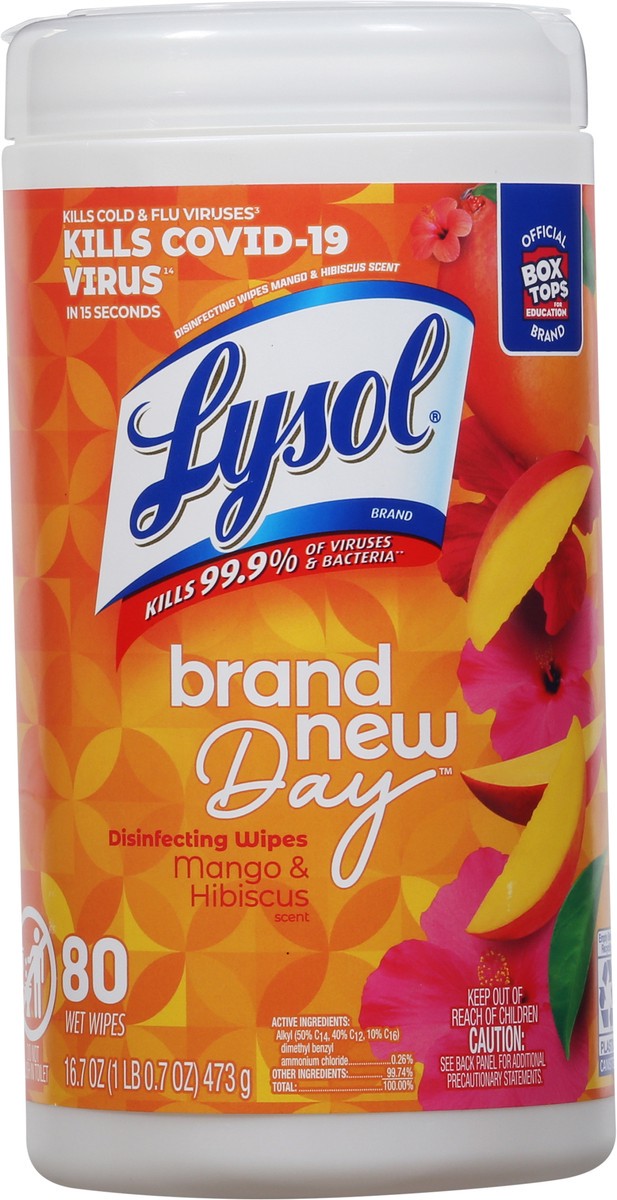 slide 8 of 9, Lysol Brand New Day Mango & Hibiscus Scent Disinfecting Wipes 80 ea, 80 ct