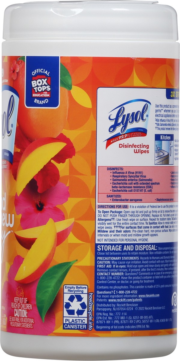 slide 7 of 9, Lysol Brand New Day Mango & Hibiscus Scent Disinfecting Wipes 80 ea, 80 ct